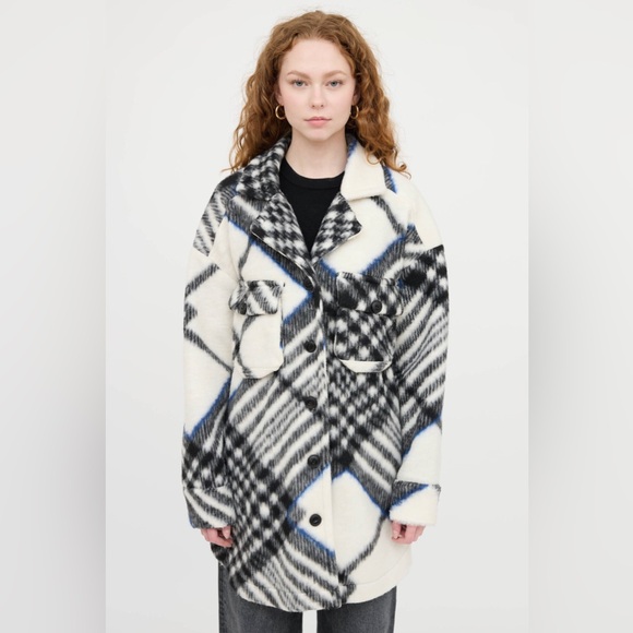 Anine Bing Jackets & Blazers - ANINE BING “Oakley” Cozy Plaid Sherpa Shacket Jacket